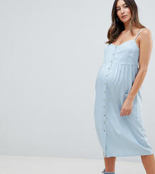 Платье миди на пуговицах New Look Maternity - Синий 1276364