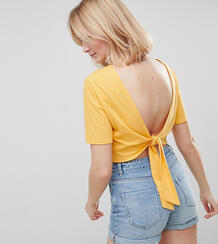 Укороченная футболка с завязкой на спине ASOS DESIGN Tall - Желтый Asos Tall 1228437