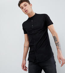 Черная облегающая рубашка с трикотажными рукавами SikSilk эксклюзивно 1210291