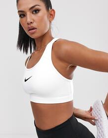 Белый бюстгальтер средней поддержки с логотипом-галочкой Nike Training 1200158