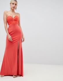 Платье макси с высоким разрезом Jovani - Оранжевый 1244531