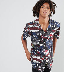 Рубашка с принтом американского флага Sacred Hawk - Темно-синий 1287550