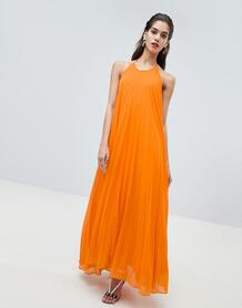 Плиссированное платье макси с открытой спиной Missguided - Оранжевый 1282072