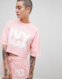 Розовая укороченная футболка с короткими рукавами и логотипом Ivy Park 1273953