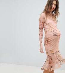 Сетчатое платье с длинными рукавами и баской Hope & Ivy Maternity Hope and Ivy Maternity 1264682