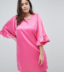 Свободное платье с оборками на рукавах Junarose - Розовый 1274963