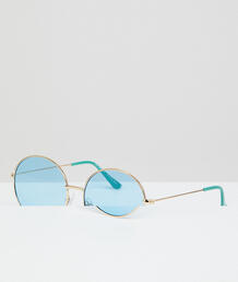 Круглые солнцезащитные очки в металлической оправе с синими стеклами A AJ Morgan 1248087