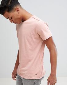 Меланжевая футболка с необработанным краем Solid - Розовый 1235781
