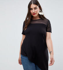 Асимметричный топ с сетчатой вставкой ASOS DESIGN Curve - Черный Asos Curve 1296117