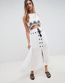 Комбинируемая юбка с вышивкой и кисточками Glamorous - Белый 1266722