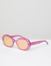 Розовые овальные солнцезащитные очки с блестками Vow London Selena 1304019
