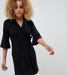 Платье мини с запахом ASOS DESIGN Petite - Черный Asos Petite 1270451