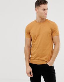 Светло-коричневая футболка классического кроя Burton Menswear 1310814