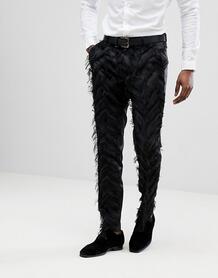 Черные строгие зауженные брюки с бахромой ASOS EDITION - Черный 1202500