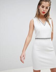 Платье мини с глубоким вырезом и отделкой Morgan - Белый 1259877