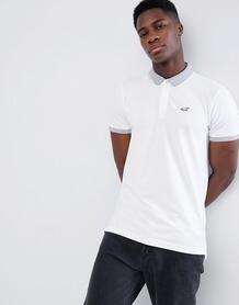 Белая футболка-поло с контрастным воротником и логотипом Hollister 1257156