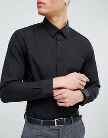 Черная поплиновая рубашка классического кроя New Look - Черный 1199678