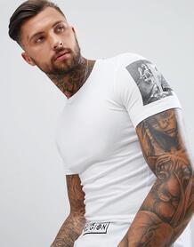 Белая обтягивающая футболка с принтом на рукавах Religion - Белый 1234356
