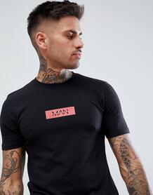 Черная обтягивающая футболка с принтом boohooMAN - Черный 1287746