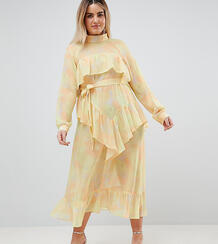 Шифоновое платье макси с принтом ASOS WHITE CURVE - Желтый 1257025