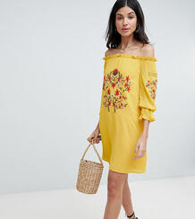 Платье со спущенными плечами и вышивкой Parisian Tall - Желтый 1236306