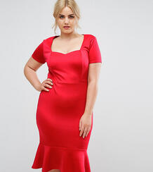 Облегающее платье миди с вырезом сердечком Club L Plus - Красный 1131638