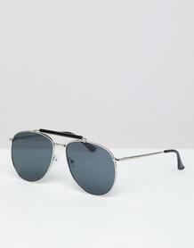 Солнцезащитные очки-авиаторы с черными стеклами 7x - Серебряный 1220593