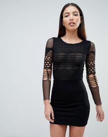 Платье мини с сетчатой отделкой Forever Unique - Черный 1255575