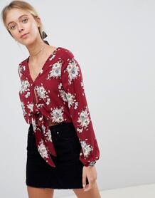 Блузка с цветочным принтом и завязкой спереди Gilli - Красный 1227231