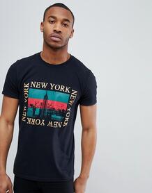 Черная футболка с принтом New York boohooMAN - Черный 1285583