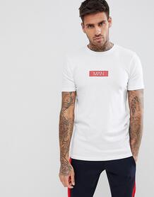 Белая обтягивающая футболка с принтом Man boohooMAN - Белый 1287747