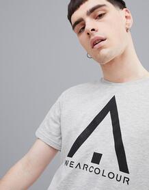 Серая меланжевая футболка с логотипом Wear Colour - Серый 1236671
