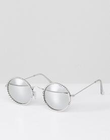 Серебристые круглые солнцезащитные очки с отделкой Jeepers Peepers 1231305