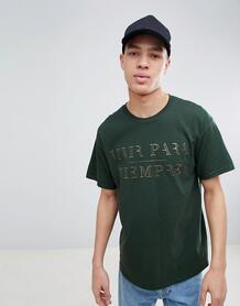 Зеленая футболка с принтом цвета металлик River Island - Зеленый 1295609