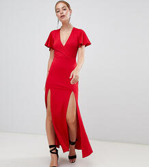 Платье макси с V-образным вырезом Miss Selfridge Petite - Красный 1294416