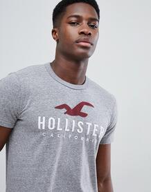 Серая меланжевая футболка с аппликацией-логотипом Hollister - Серый 1256386