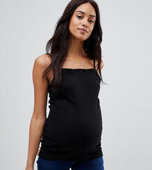 Черный топ в рубчик с оборкой ASOS DESIGN Maternity - Черный Asos Maternity 1204964