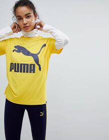Футболка горчичного цвета с логотипом Puma Classics - Желтый 1281470