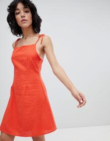 Платье в стиле 90-х с завязками Rolla's - Красный Rollas 1281853