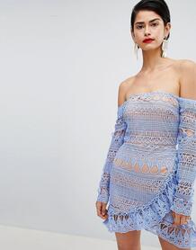 Кружевное платье с оборками Missguided - Синий 1262697