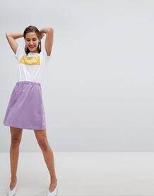 Короткая расклешенная юбка Pieces - Фиолетовый 1243409