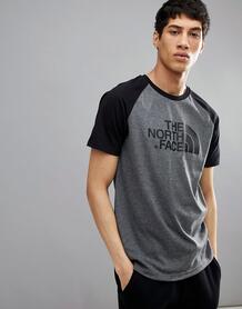 Серо-черная бейсбольная футболка с рукавами реглан The North Face 1230808