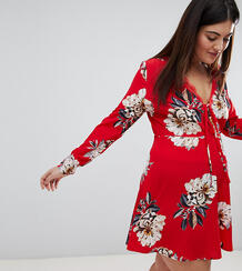 Платье с завязкой и цветочным принтом Missguided Plus - Красный 1285419