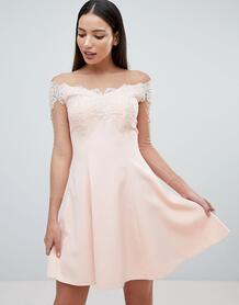 Платье мини с широким вырезом Forever Unique - Розовый 1181816