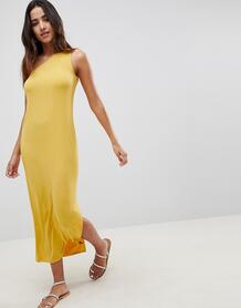 Прямое платье макси на одно плечо ASOS DESIGN - Желтый 1263634