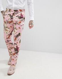 Розовые брюки скинни с цветочным принтом ASOS EDITION Wedding 1248789