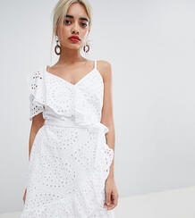 Асимметричное платье мини с запахом River Island Petite - Белый 1294158
