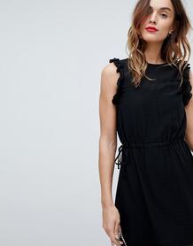 Платье мини с рюшами на рукавах Sisley - Черный 1274022