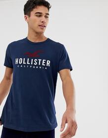 Темно-синяя футболка с логотипом-аппликацией Hollister - Темно-синий 1257155
