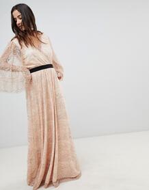 Кружевное платье макси с запахом Y.A.S - Розовый 1247420
